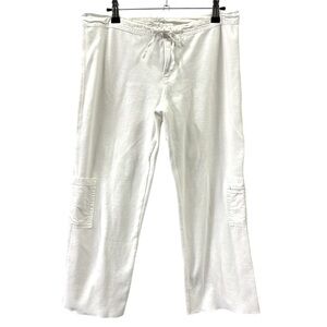 Gap White Cotton Stretch Knit Capri Cropped Cargo Pants Womens XS